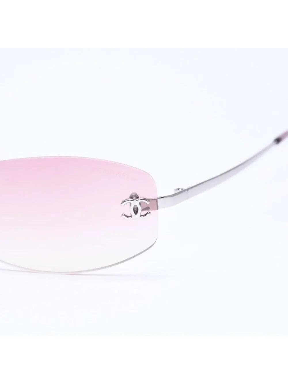 Chanel Rimless Sunglasses Eyewear CC Logo Pink Gradation